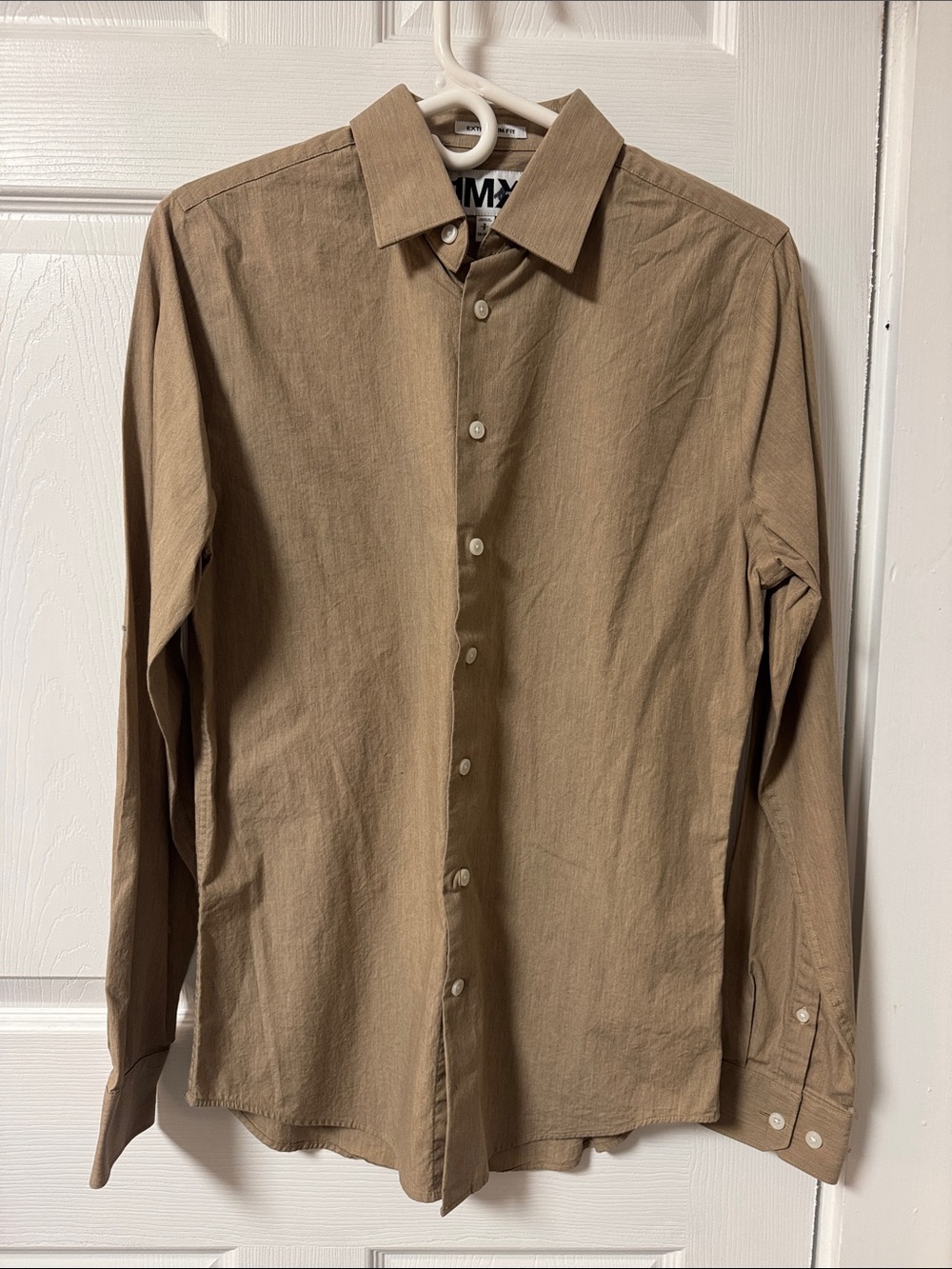 Express Men's Long-Sleeve Button-Up Shirt - Brown